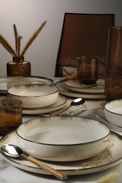 Hermia Vajilla de 16 piezas en Porcelana Crema MOD16YS730P02